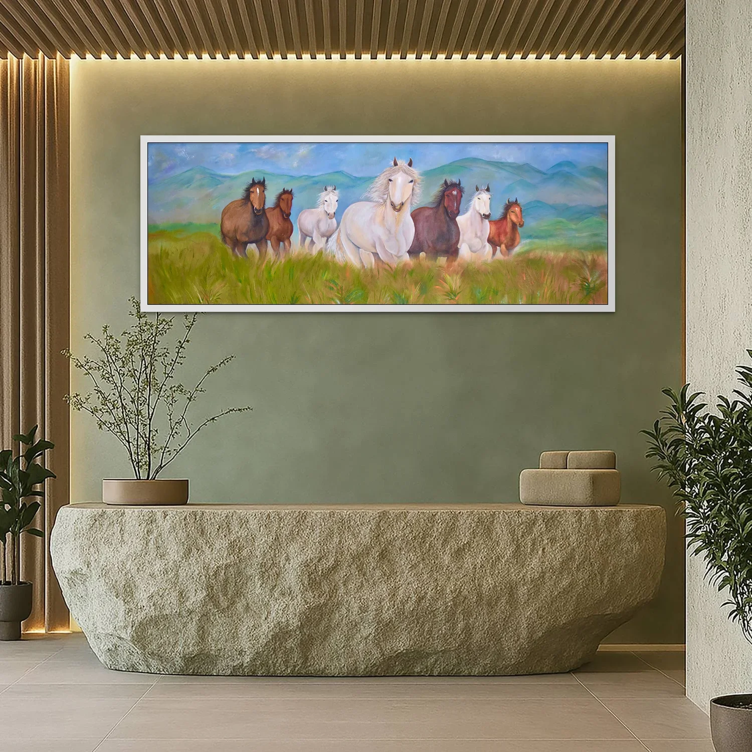 Seven Running Horses Painting | Original Horse Art | House of Arts