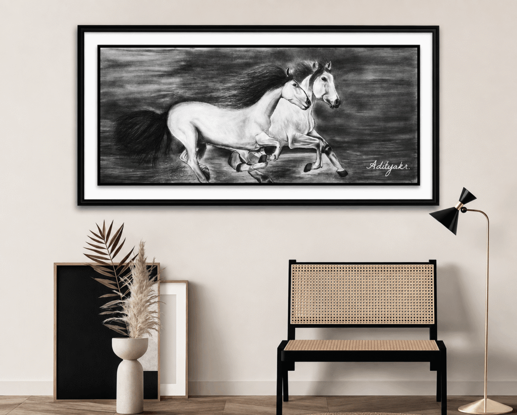 Two horses at gallop
