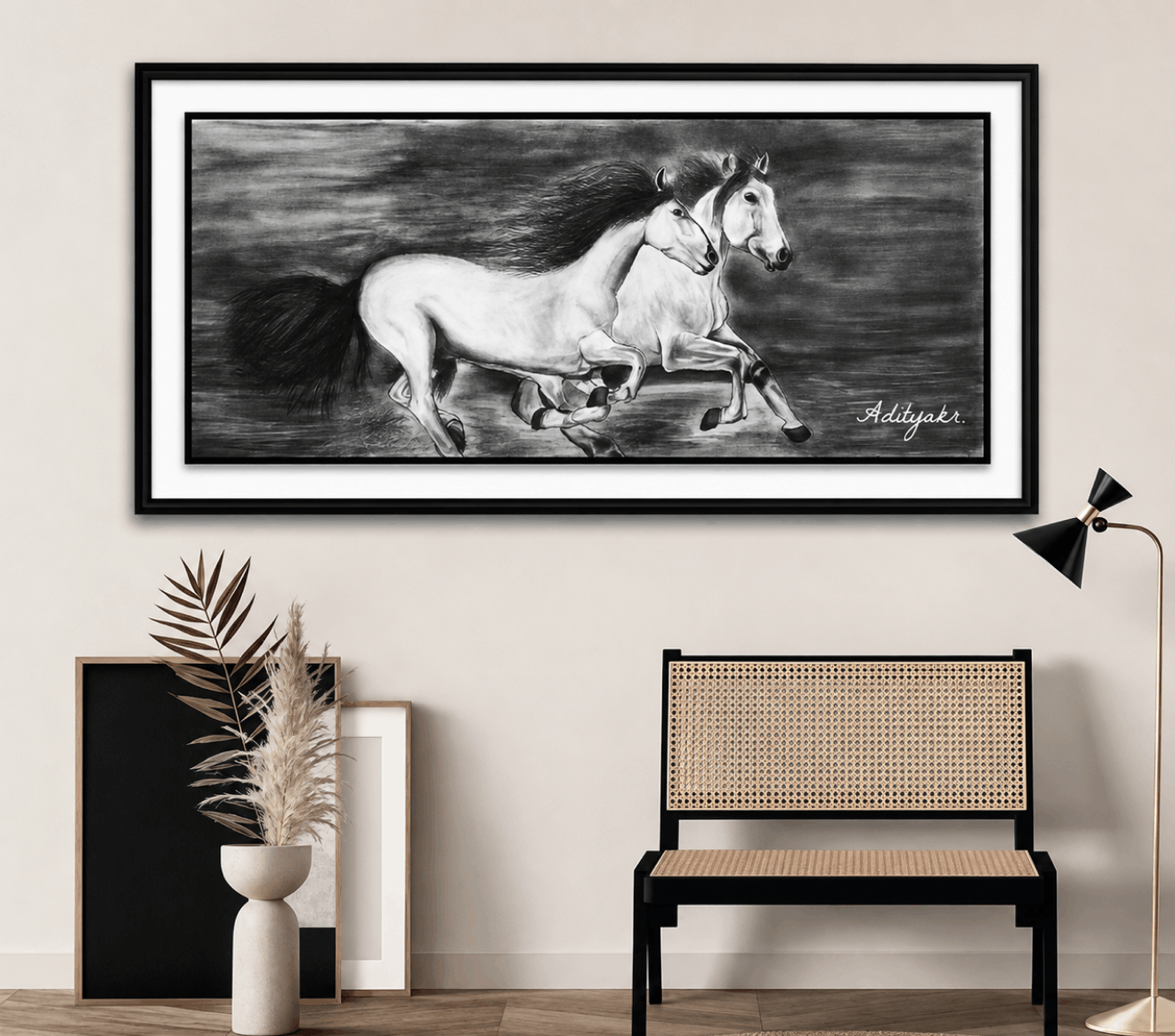 Twin Running Horses