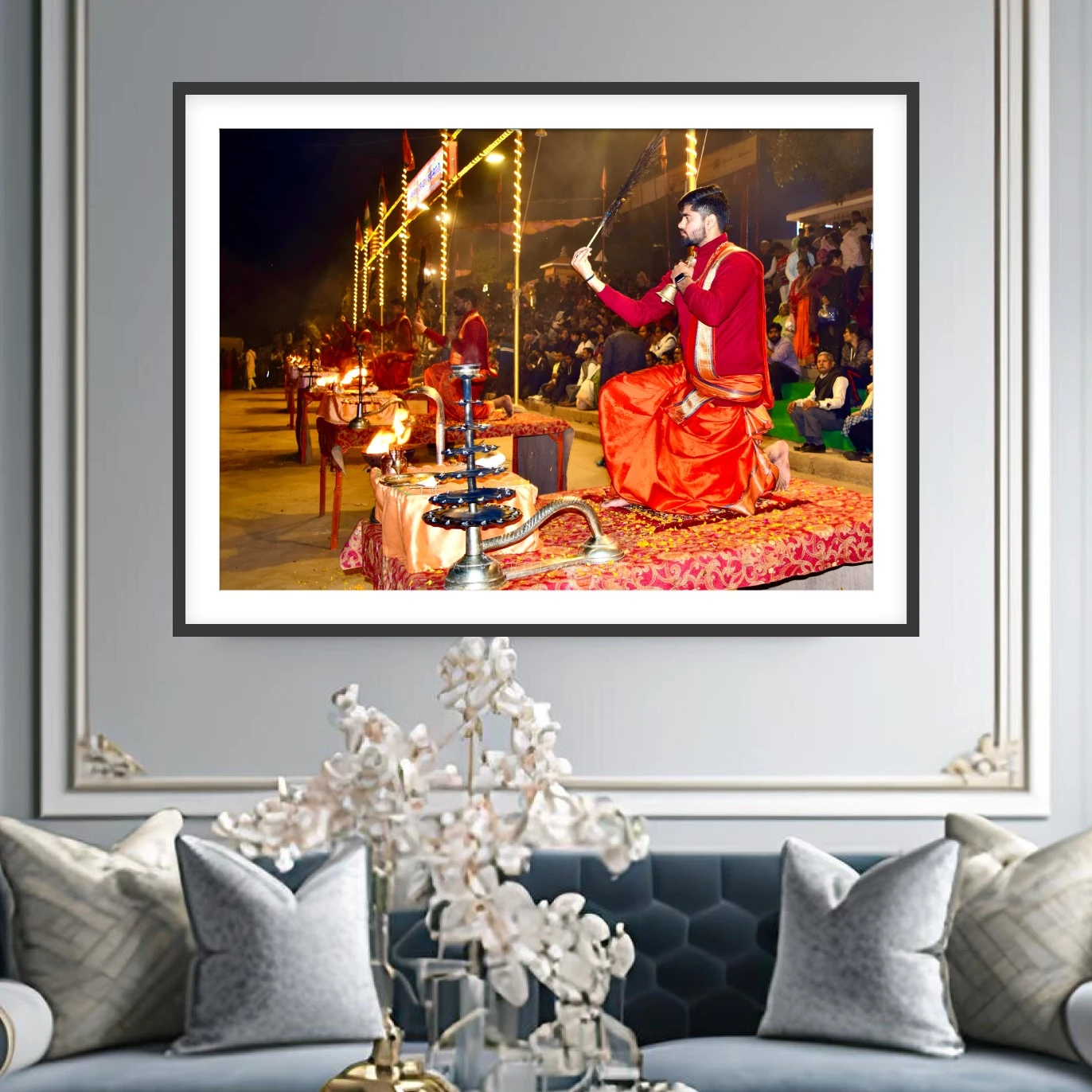 Ganga Aarti Varanasi Photography Print – Indian Spiritual Wall Art Ganga Aarti Varanasi Photography Print – Indian Spiritual Wall Art