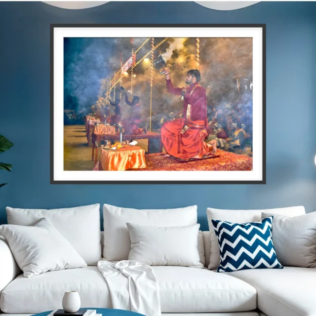 Ganga Aarti Varanasi Photography Print – Sacred India Wall Art